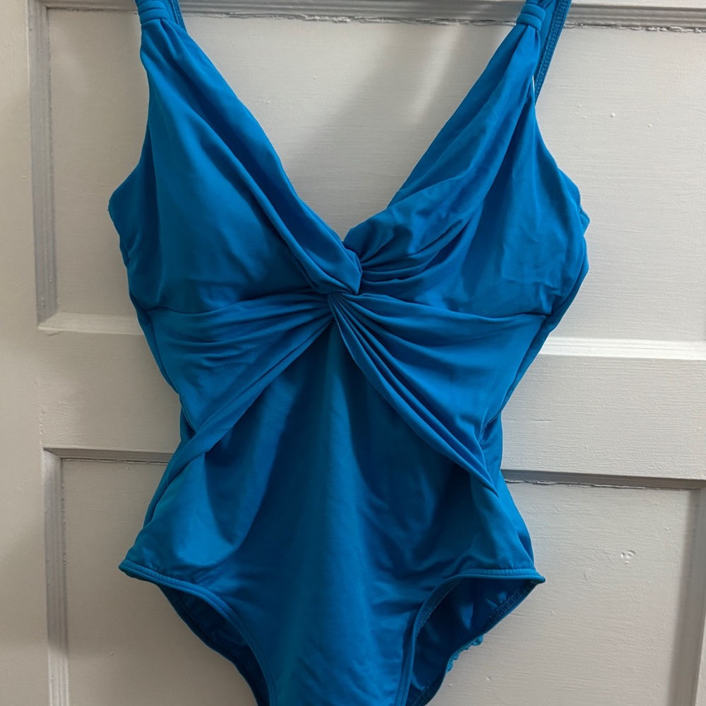Miraclesuit Blue One Piece Swimsuit with Ruched Bust- beautiful and flattering!